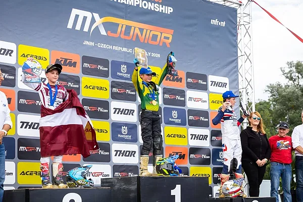 Patriks Cīrulis izcīna Pasaules Junioru vice-čempiona titulu un Eiropas čempiona titulu MX85 klasē motokrosā.&nbsp;2026. Foto: MXGP